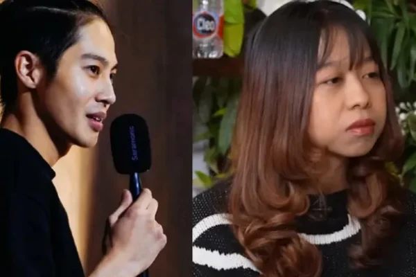 Ilustrasi simbolis dua figur dalam konflik dengan timbangan keadilan, mewakili perseteruan Denny Sumargo, DJ Panda, dan Sintya Cilla.