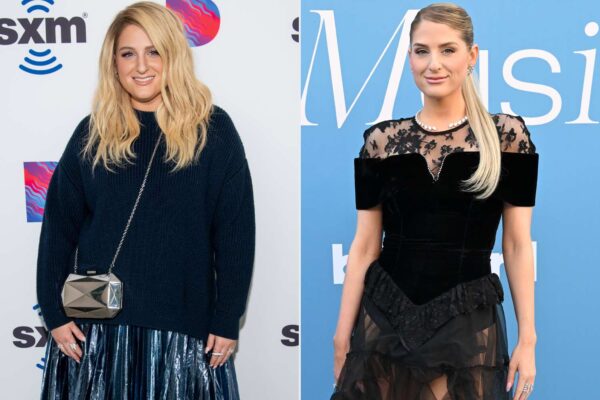 Meghan Trainor sebelum dan sesudah transformasi, menunjukkan perubahan penampilannya yang signifikan.